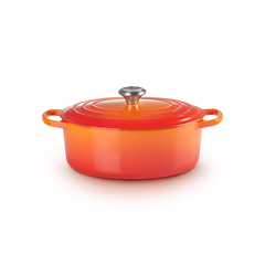 LE CREUSET Oval Evolution Glasierte Gusseisen Cocotte 35cm, Colore: Arancio, Diametro: 35cm