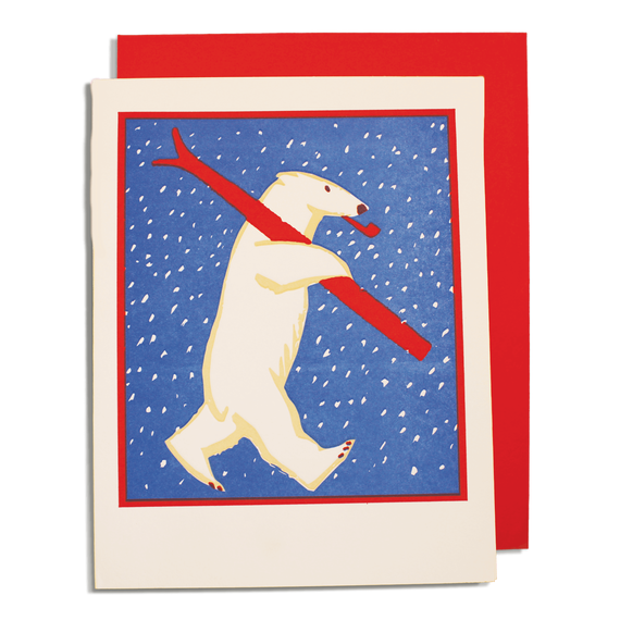 ARCHIVIST Biglietto Christmas Skiing Polar Bear