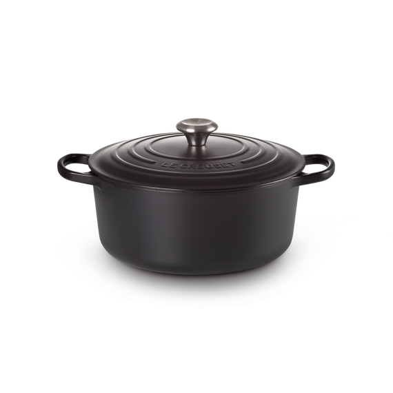 LE CREUSET Cocotte Rotonda Evolution In Ghisa Vetrificata 20cm, Colore: Nero Matt interno nero, Diametro: 20cm